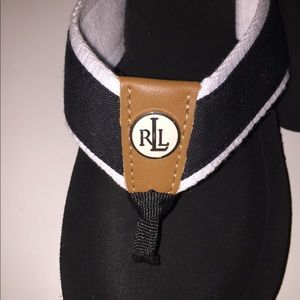 Lauren Ralph Lauren Black Jane Wedge Flip Flop